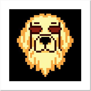 Hipster Golden Retriever Pixel Art Dog Lover Retro Posters and Art